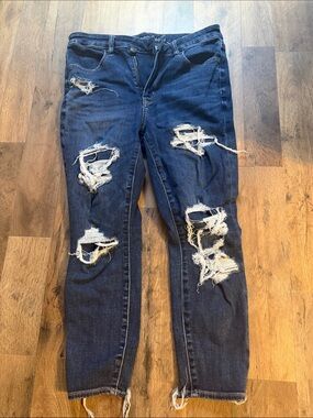 American Eagle Outfitters Dark Blue Distressed  jeggings 12 xshort
